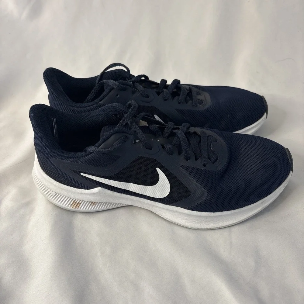 NIKE Downshifter 10 Mens Navy Blue‎ Lace Up Running Shoes 9M #C19981-402